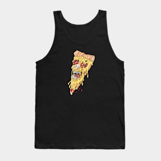 Pizza Crime, Skull, Fast food, Cartoon Tank Top